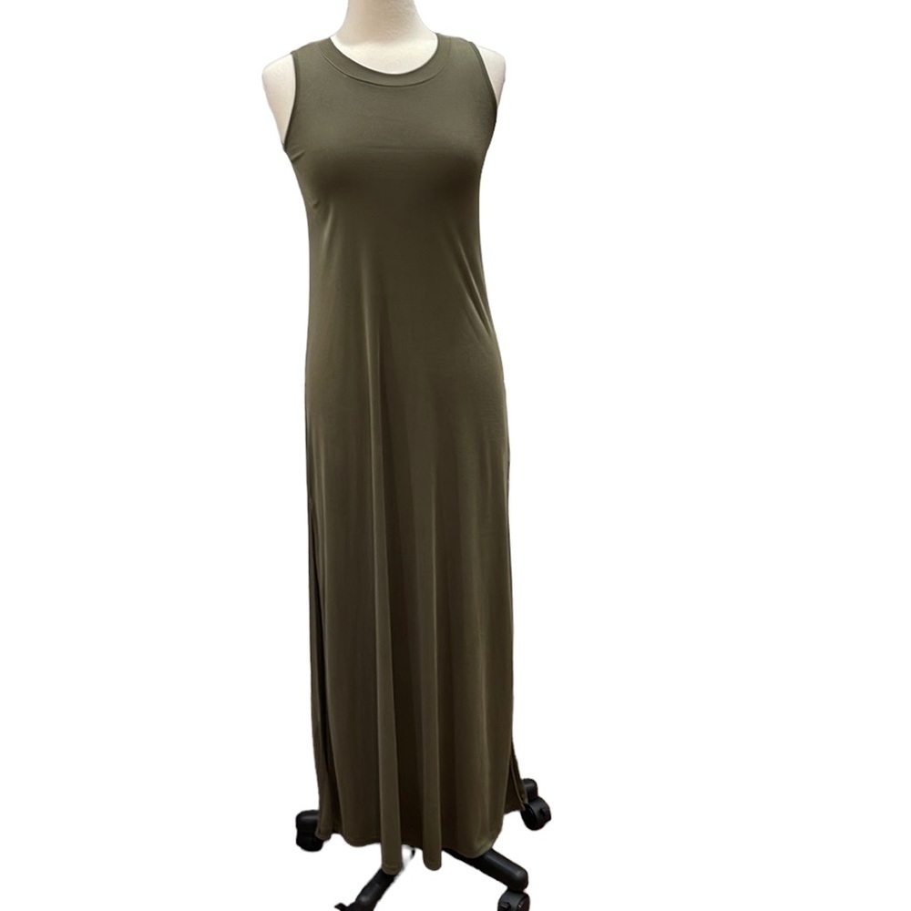 Lulus Ribbed Stretch Tank Maxi Dress Olive Green SZ XS
